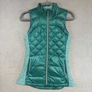 Lululemon Down For a Run Goose Puffer Vest Forage Green full zip womens size 4